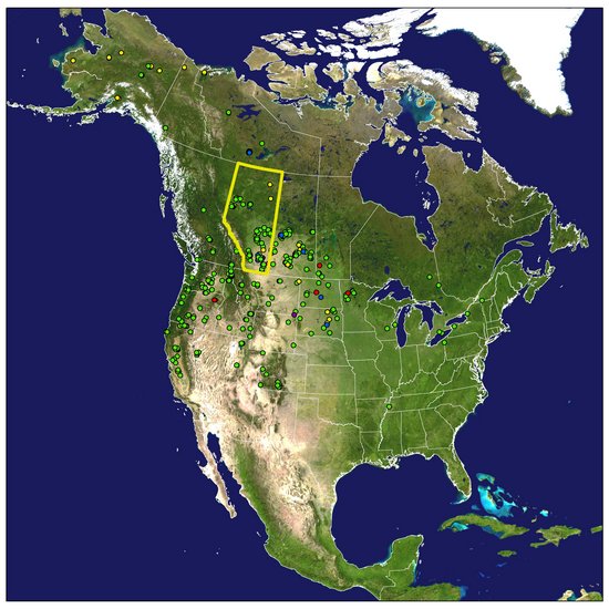 Waterfowl Band Return Map - Alberta, Canada